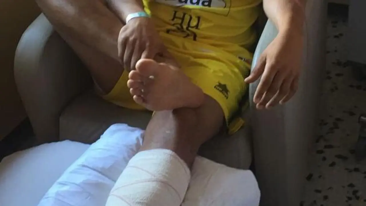 Dij&aacute;, tras ser operado. Foto: sporthuesca.com