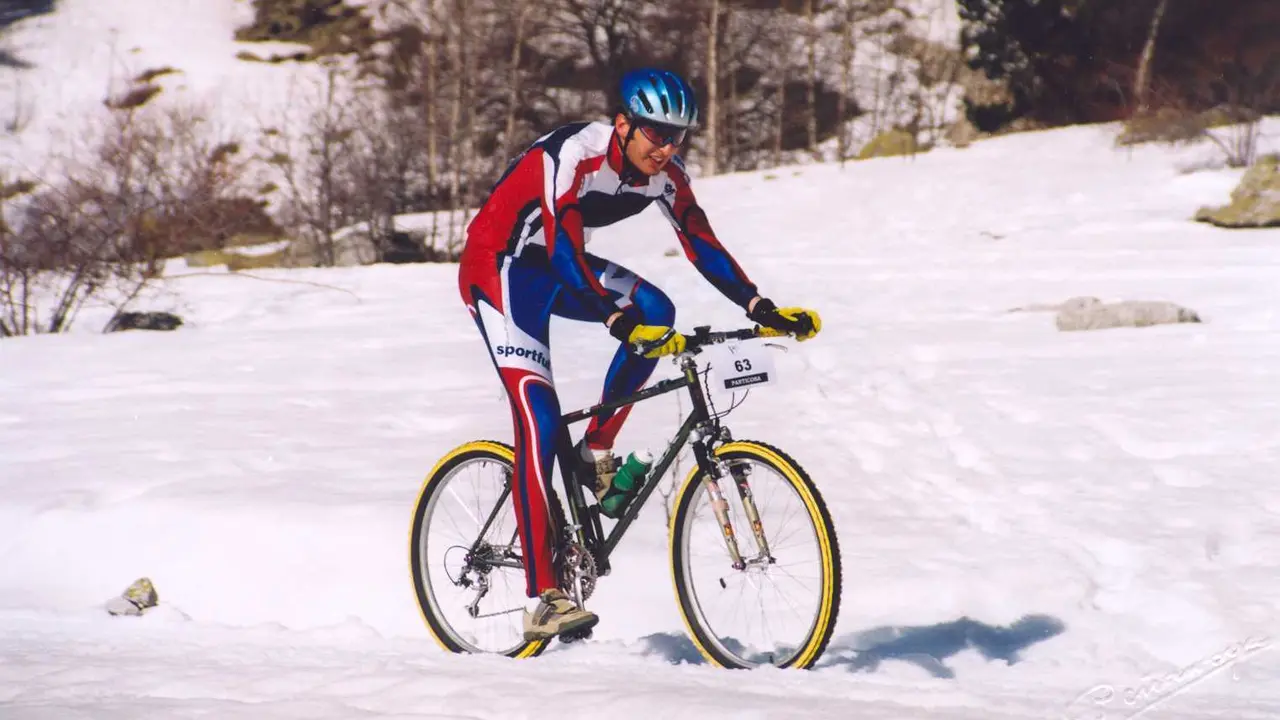 Fran Lacu&eacute; en la prueba final de la Copa del Mundo 2003 en Panticosa