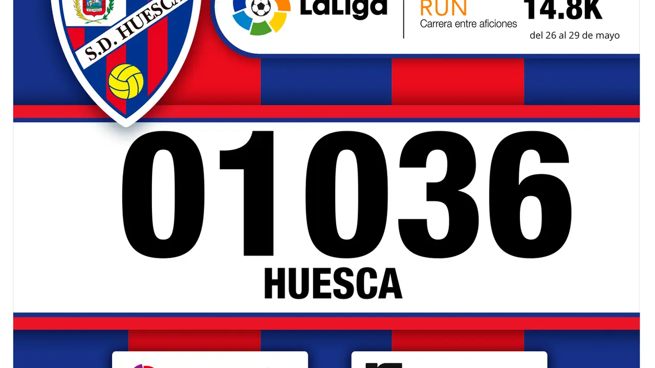 Dorsal para los corredores del equipo SD Huesca. 