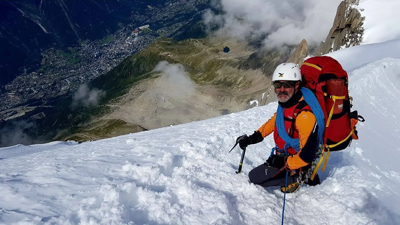 David Orna, en su reciente preparaci&oacute;n en Alpes para ir al manaslu. 