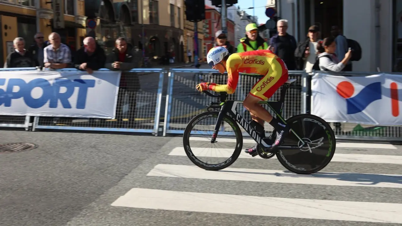 Jaime Castrillo durante la crono del Mundial de Bergen 2017 | Foto: RFEC