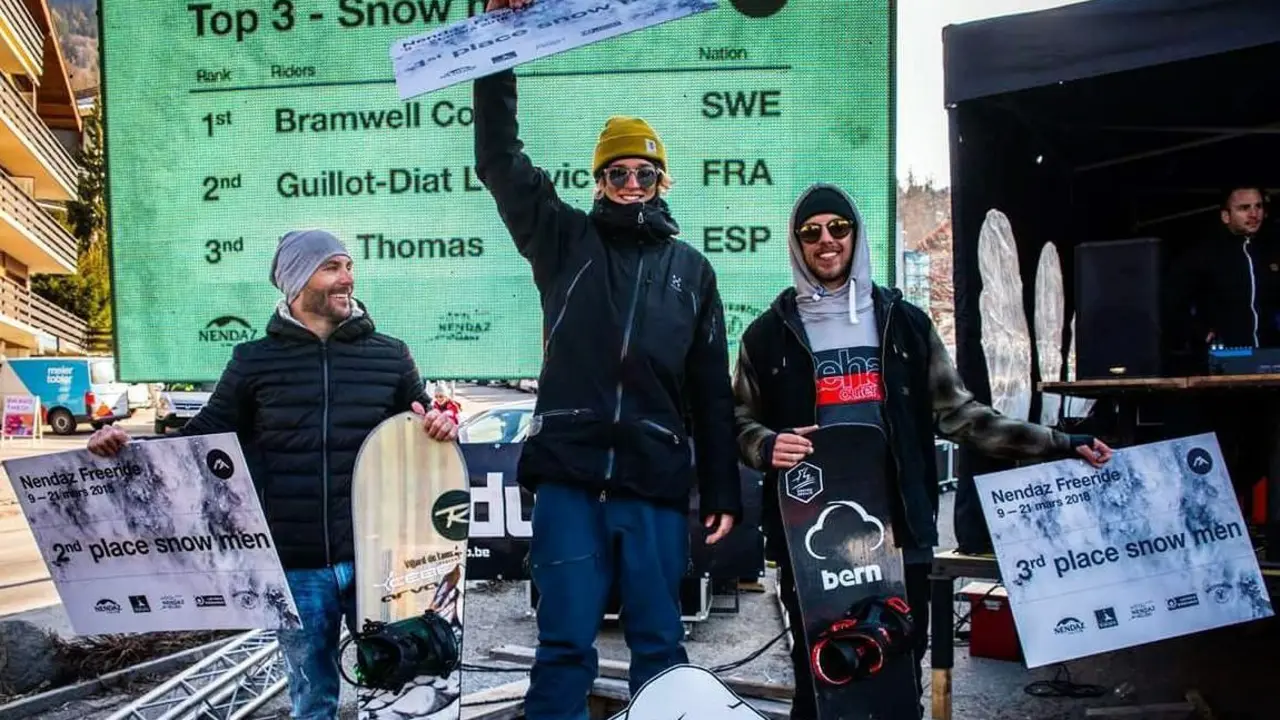 Thomas Rich, tercero a la derecha, en el podium de Nendaz 4*. Foto: FWQ