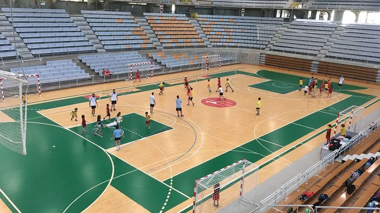 Imagen en el Palacio de los Deportes de Huesca  donde Levitec Huesca y Bada jugar&aacute;n apuerta cerrada. | Foto: Bada Huesca