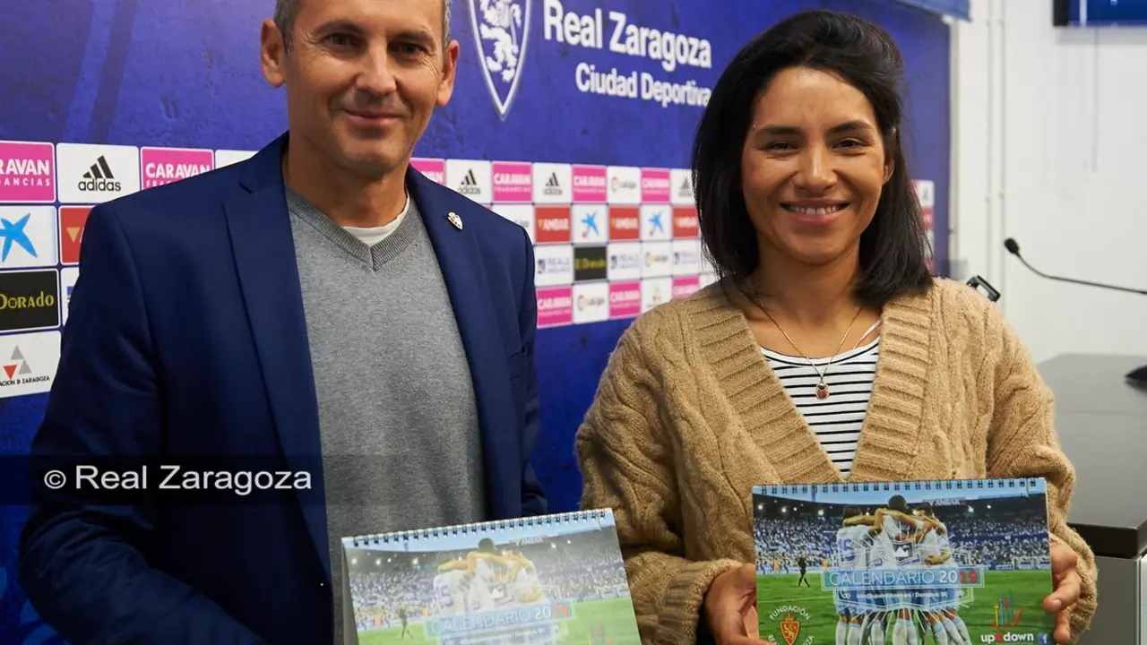 Presentaci&oacute;n del calendario a favor de la Asociaci&oacute;n Up and Down. | Foto: Real Zaragoza