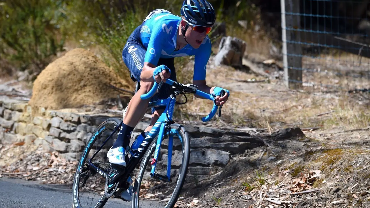 Jaime Castrillo escapado en el Tour Down Under 2017 | Foto: Bettini Photo