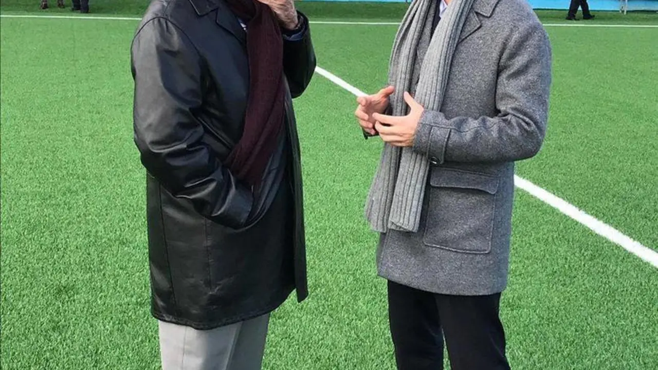 Luis Rubiales junto a &Oacute;scar Fle, en los campos de la FAF. Foto: RFEF