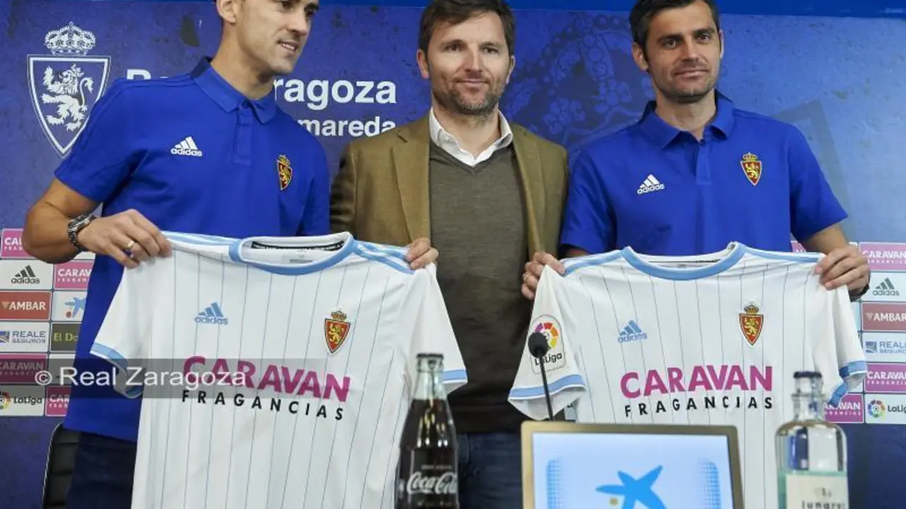 Lalo Arantegui en la presentaci&oacute;n de Dorado y Linares. | Foto: Tino Gil, Real Zaragoza