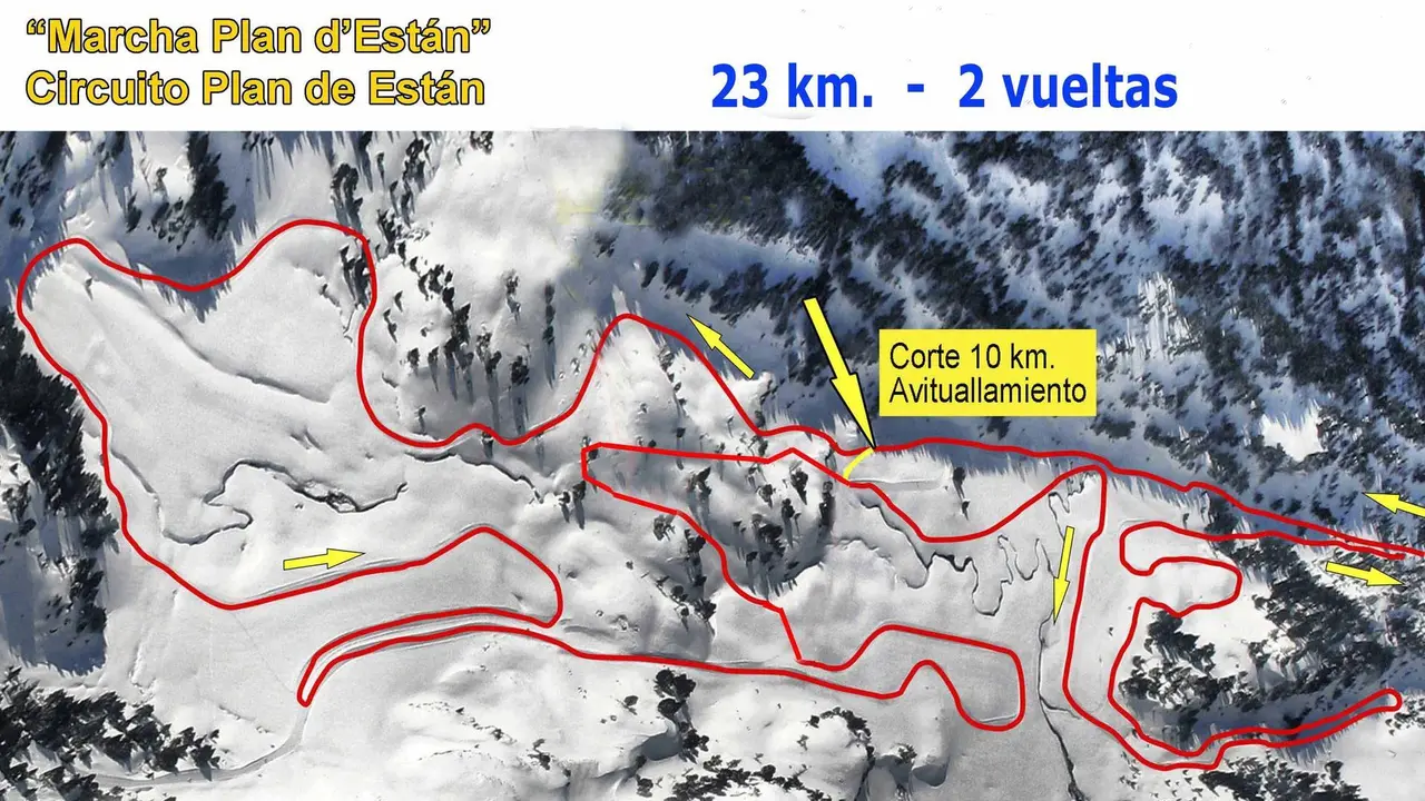 Croquis del circuito largo de Plan d&Egrave;st&aacute;n al que habr&aacute; que dar dos vueltas para completar la distancia estipulada en la Marcha de este domingo.