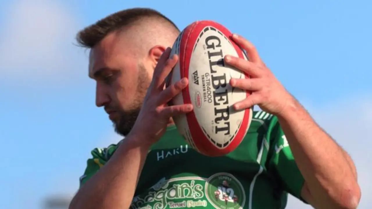 Antonio Alegre, capit&aacute;n del Club de Rugby Teruel, en un partido de la temporada |Foto: Club Rugby Teruel
