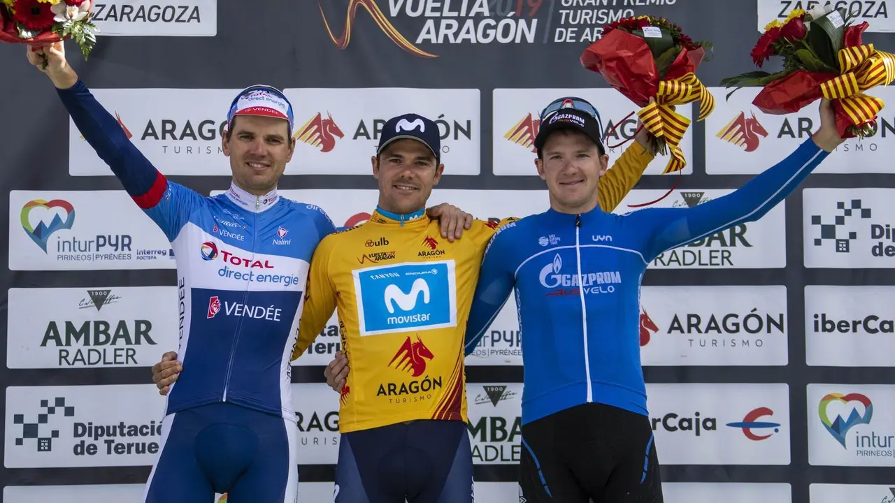 En la imagen, los tres primeros del podio general de la Vuelta Arag&oacute;n. Fotos: Cristian Casal