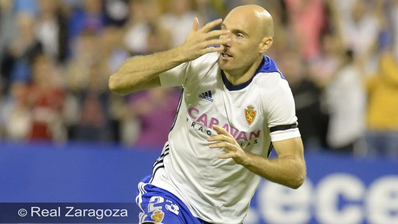 Toquero celebra un gol con el Real Zaragoza. Foto: Real Zaragoza