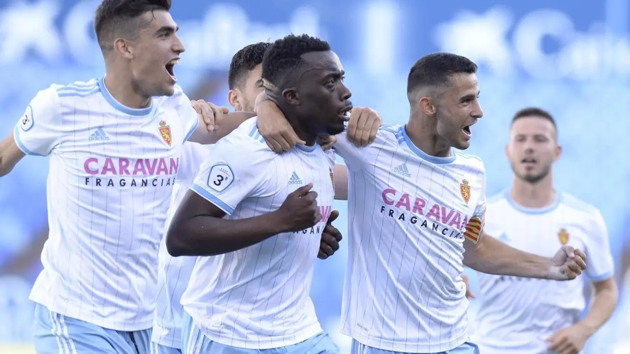El Deportivo Arag&oacute;n celebra su victoria en el partido de ida de los playoff. Foto: Real Zaragoza