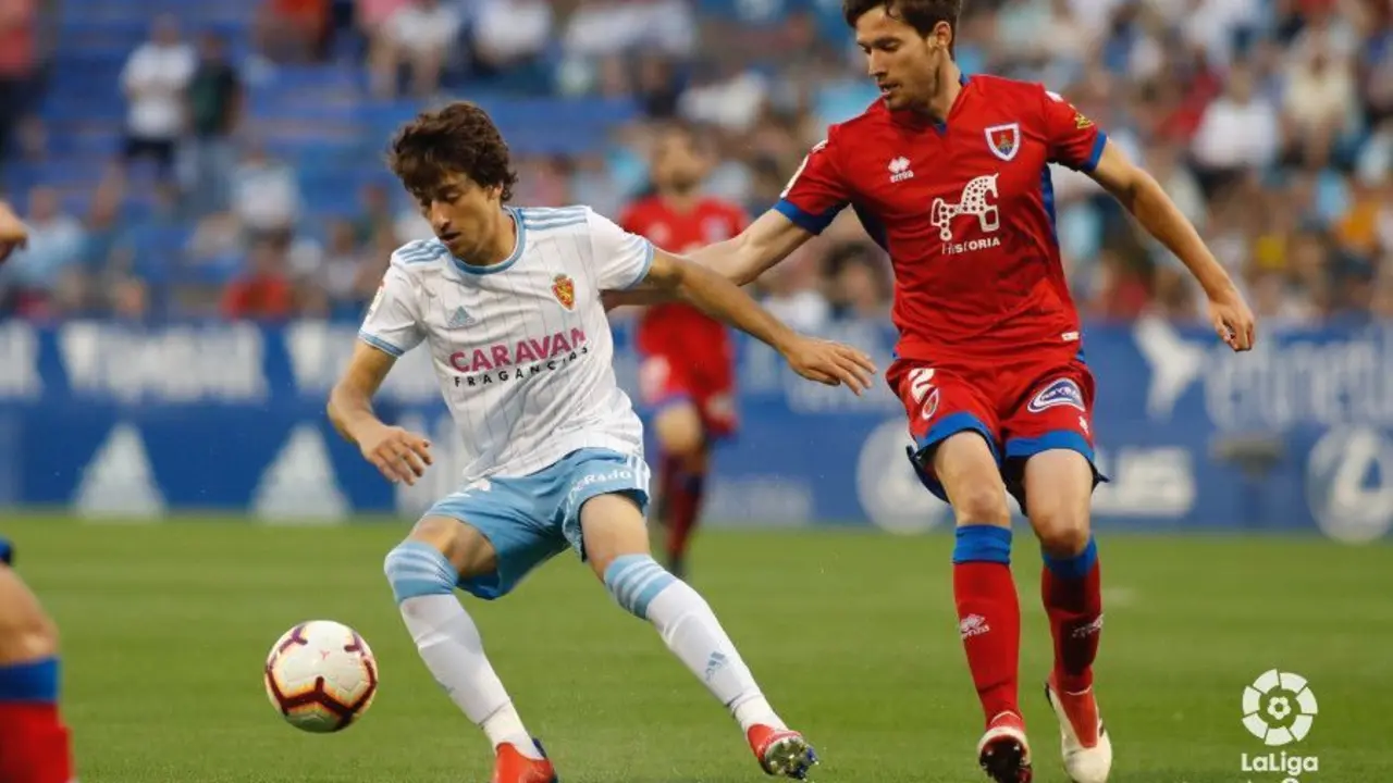 Delm&aacute;s en un partido de la pasada temporada con el Real Zaragoza ante el Numancia. Foto: La Liga 123