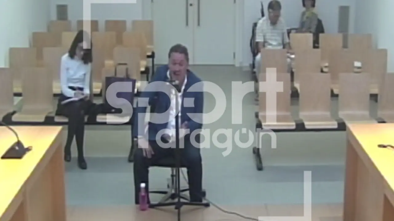 Agust&iacute;n Lasaosa, expresidente de la SD Huesca, en sede judicial prestando declaraci&oacute;n