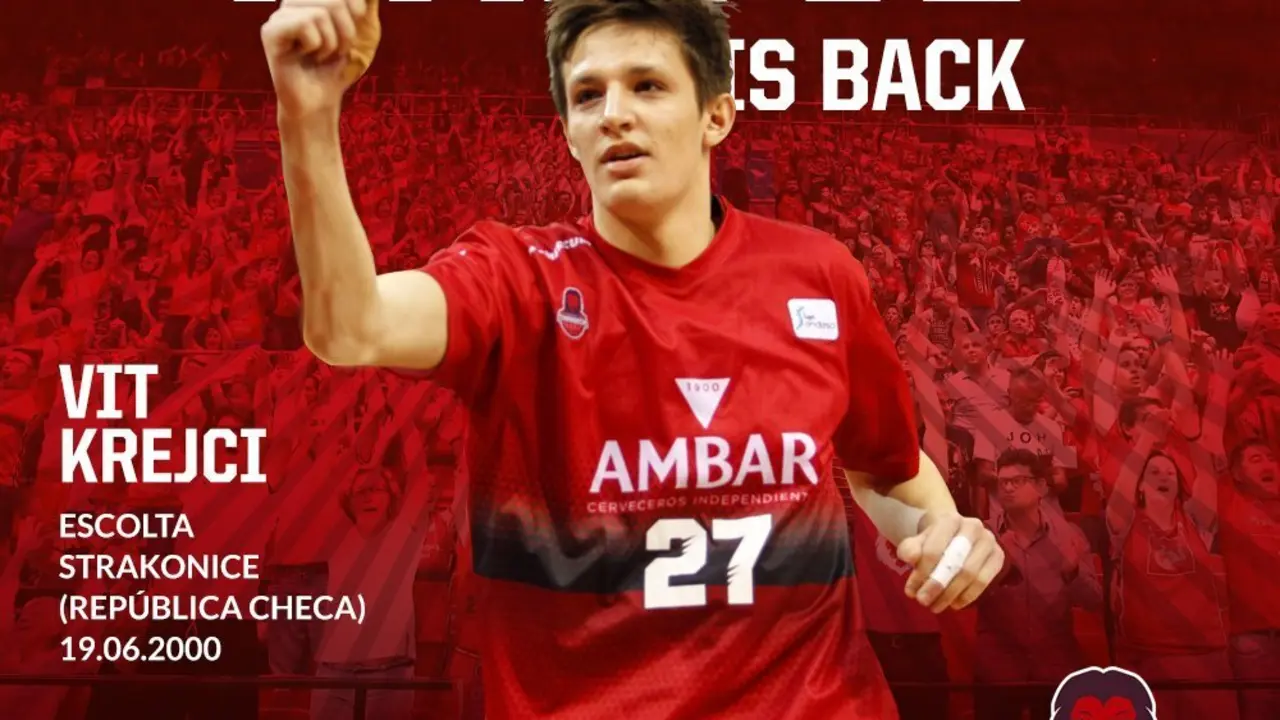 Cartel dise&ntilde;ado por el Basket Zaragoza para anunciar el ascenso de Krejci