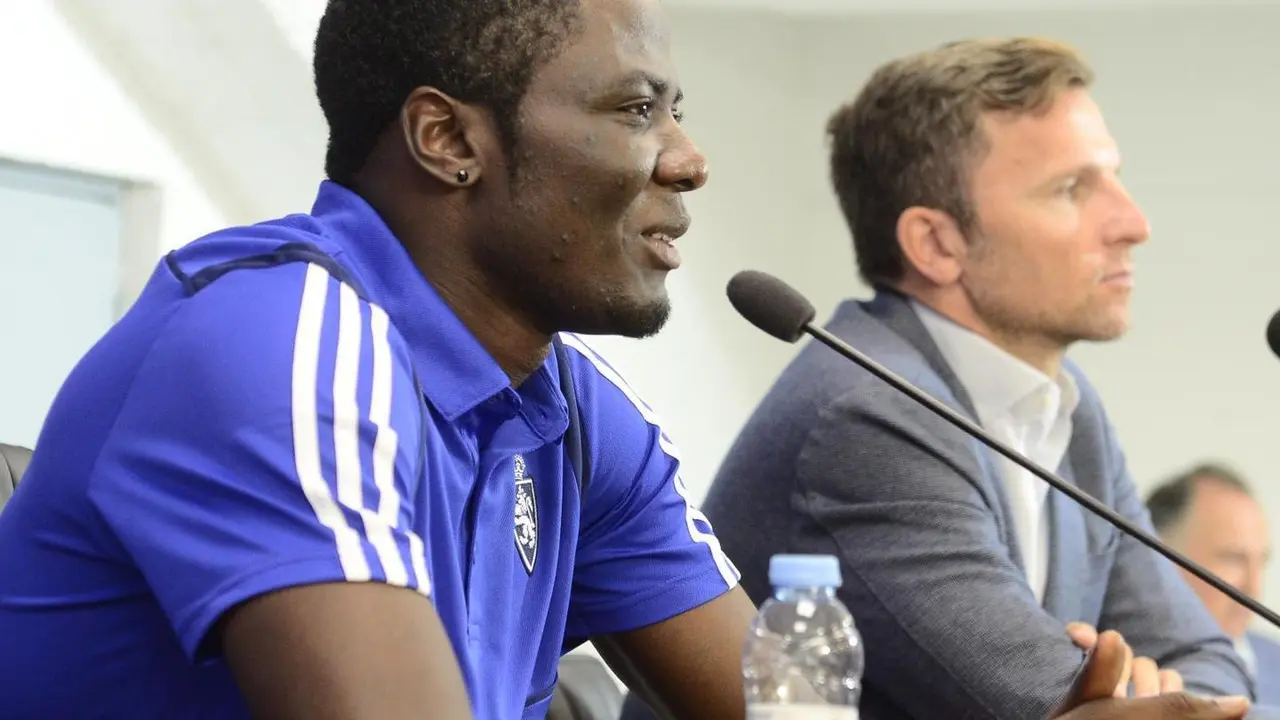 Federico Bikoro, en su presentaci&oacute;n como jugador del Real Zaragoza | Foto: Real Zaragoza