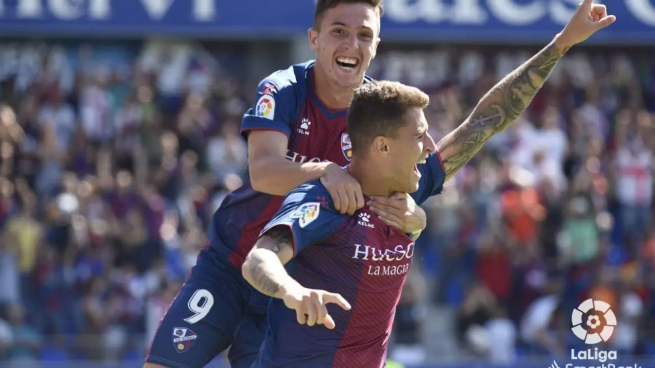 Escriche ha sido el delantero titular en las tres victorias de la SD Huesca. | Foto: LFP