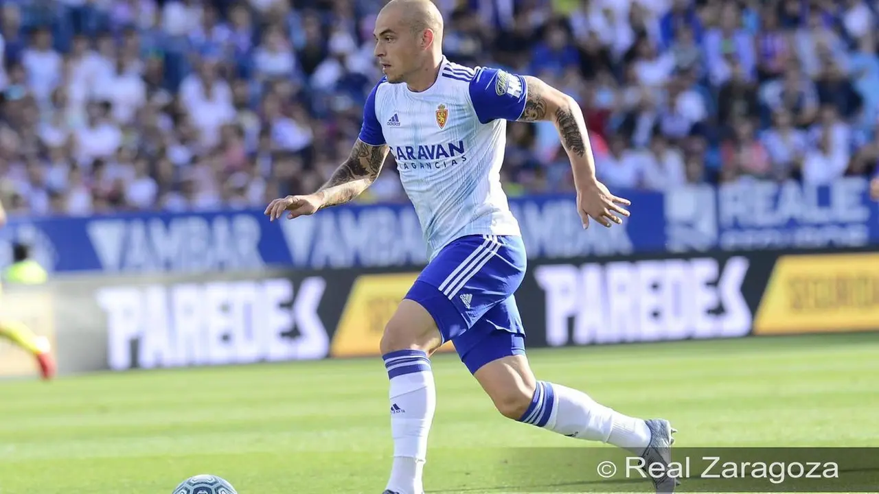 Pombo durante un partido con el Real Zaragoza. Foto: Real Zaragoza