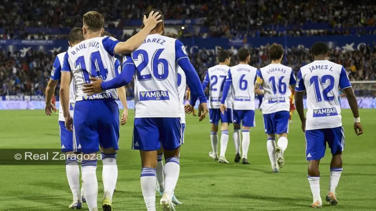 Su&aacute;rez hizo el 3 a 0 en la primera vuelta ante Las Palmas. Foto: Real Zaragoza