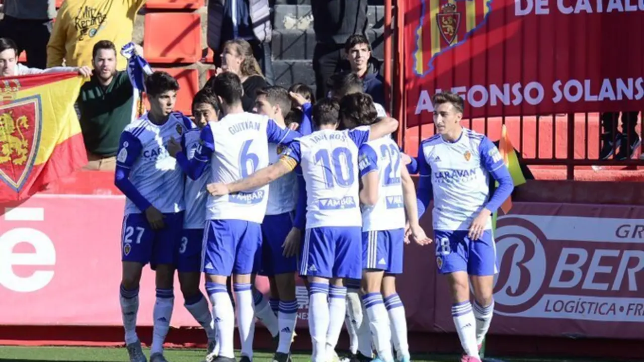 El Real Zaragoza celebra un gol en Tarragona en Copa. Foto: Real Zaragoza