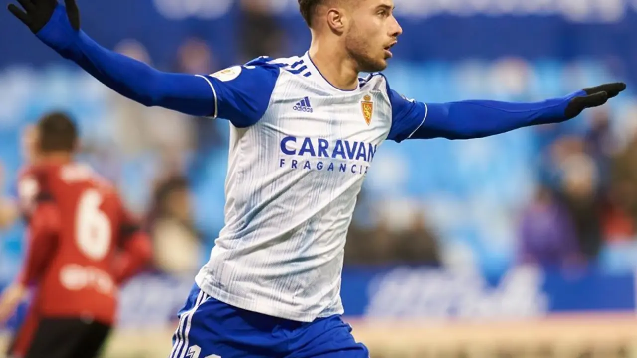 Puado celebrando un gol ante el Mallorca | Foto: Tino Gil, Real Zaragoza