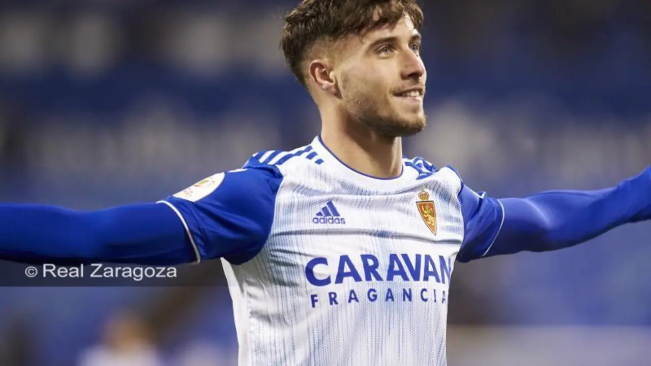 Javi Puado celebrando su gol ante el RCD Mallorca en Copa del Rey. Foto: Tino Gil / Real Zaragoza