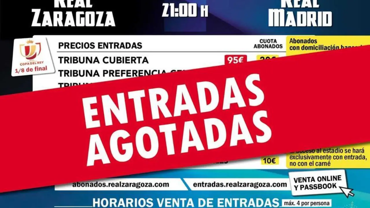Agotadas las localidades para el Real Zaragoza - Real Madrid