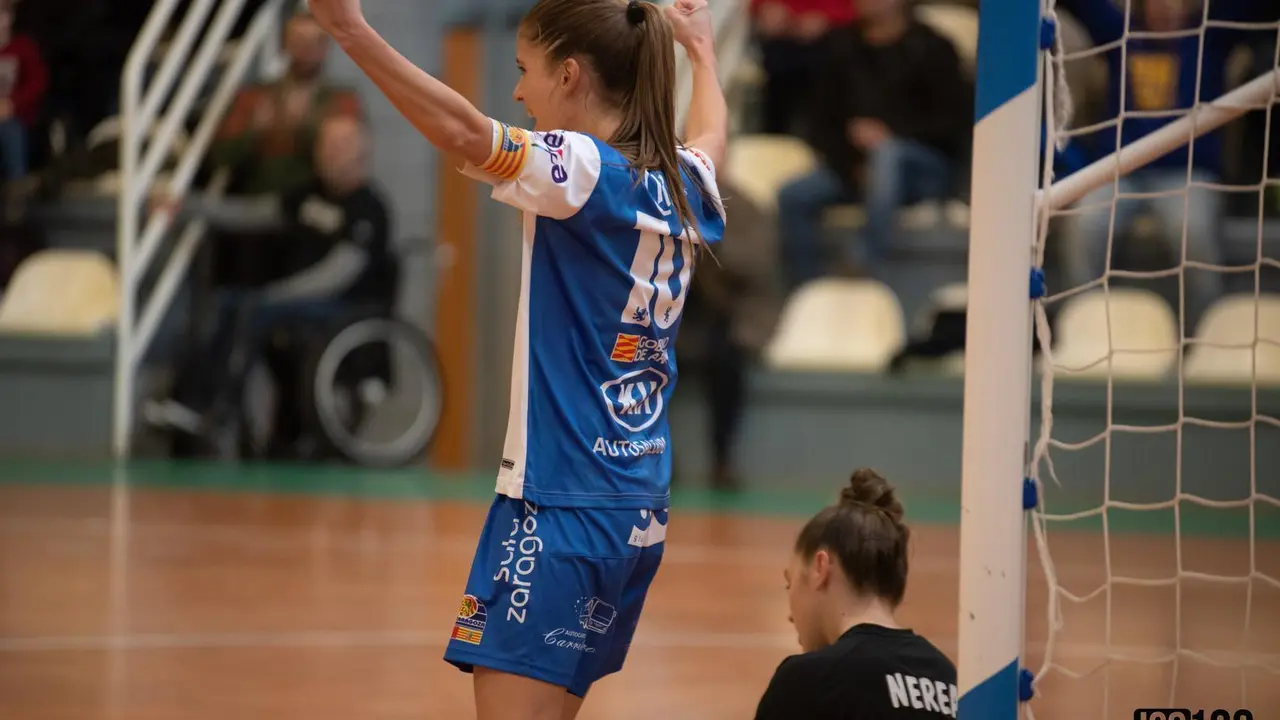 Laura Boix celebra un gol durante esta temporada. Foto: Sala Zaragoza