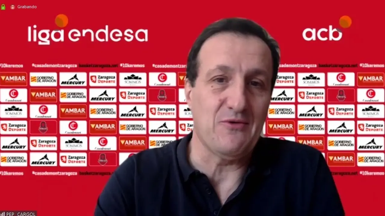 Pep Cargol, durante la videoconferencia de este viernes | Fotograma de la imagen ofrecida por Casademont Zaragoza
