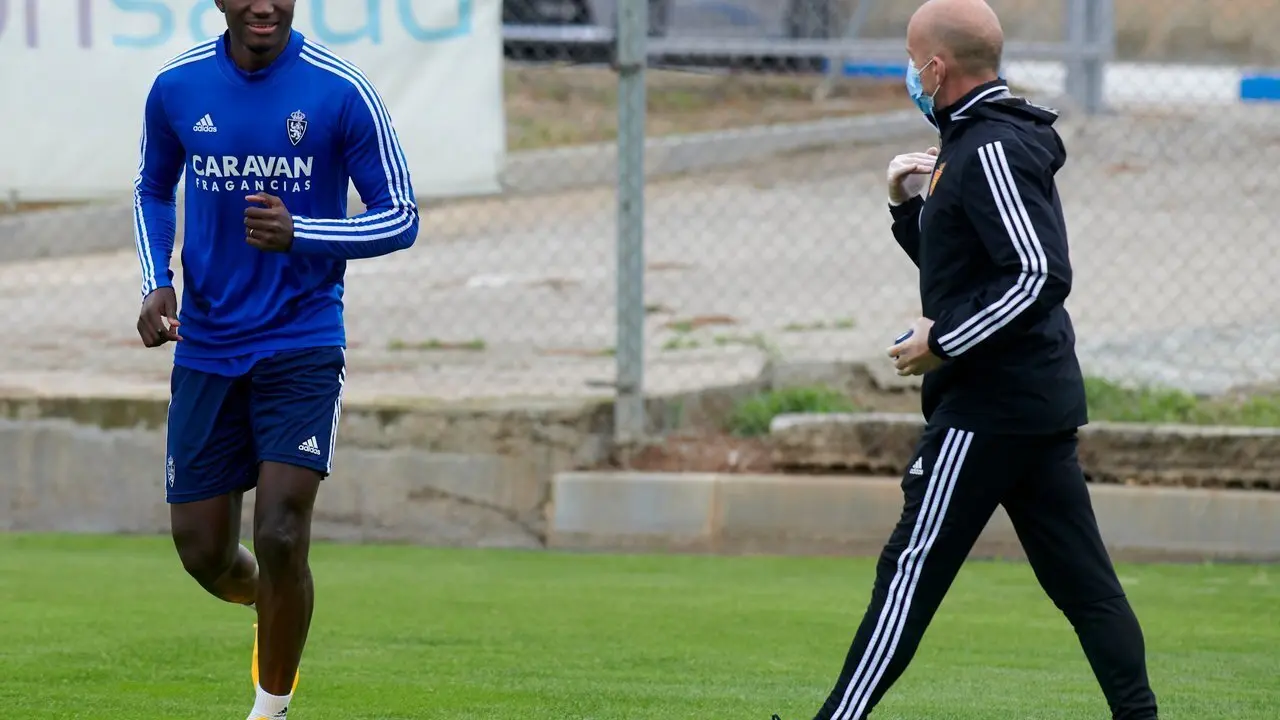 Dwamena vuelve a la actividad en la Ciudad Deportiva. Foto: Real Zaragoza