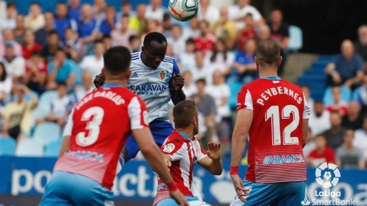 Dwamena en el partido de la primera vuelta que enfrentaba al Real Zaragoza y al CD Lugo en La Romareda. Foto: LaLiga SmartBank