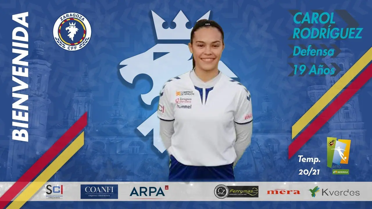 Carolina Rodr&iacute;guez se convierte en la jugadora m&aacute;s joven de la primera plantilla del Zaragoza CFF. Foto: Zaragoza CFF