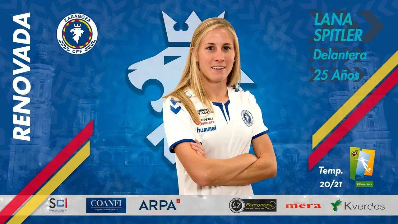 La delantera estadounidense, Lana Spitler, continuar&aacute; la pr&oacute;xima temporada en el Zaragoza CFF. Foto: Zaragoza CFF