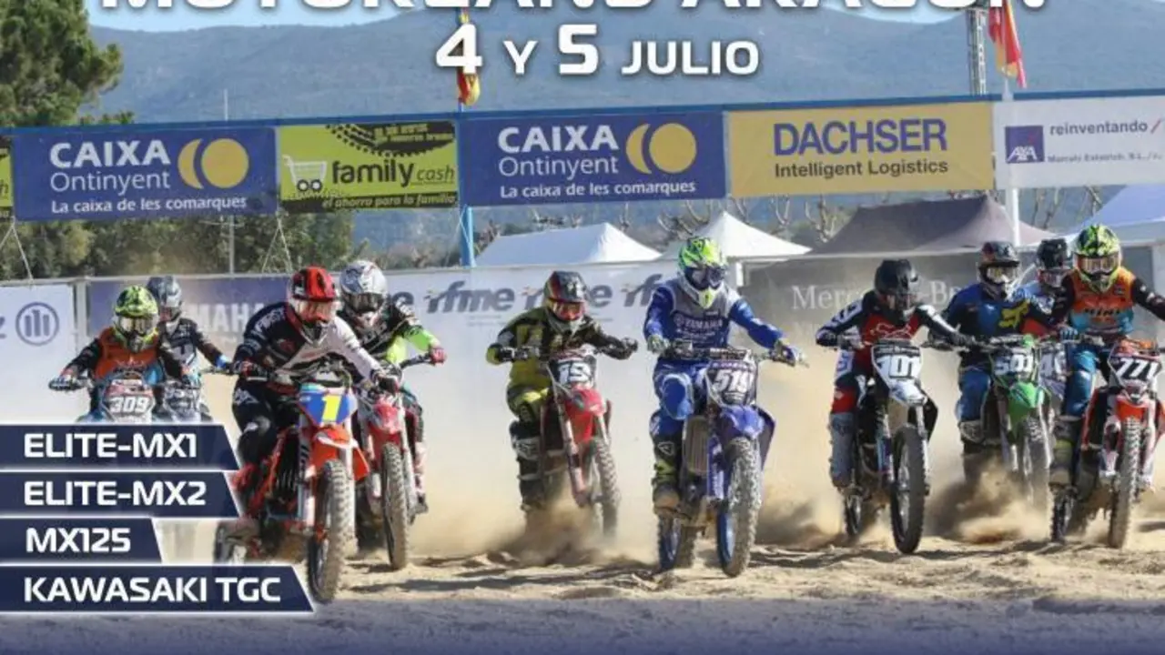 Imagen del cartel que anuncia la reanudaci&oacute;n del nacional de motocross en el  circuito de MotorLand. Foto: Cedida