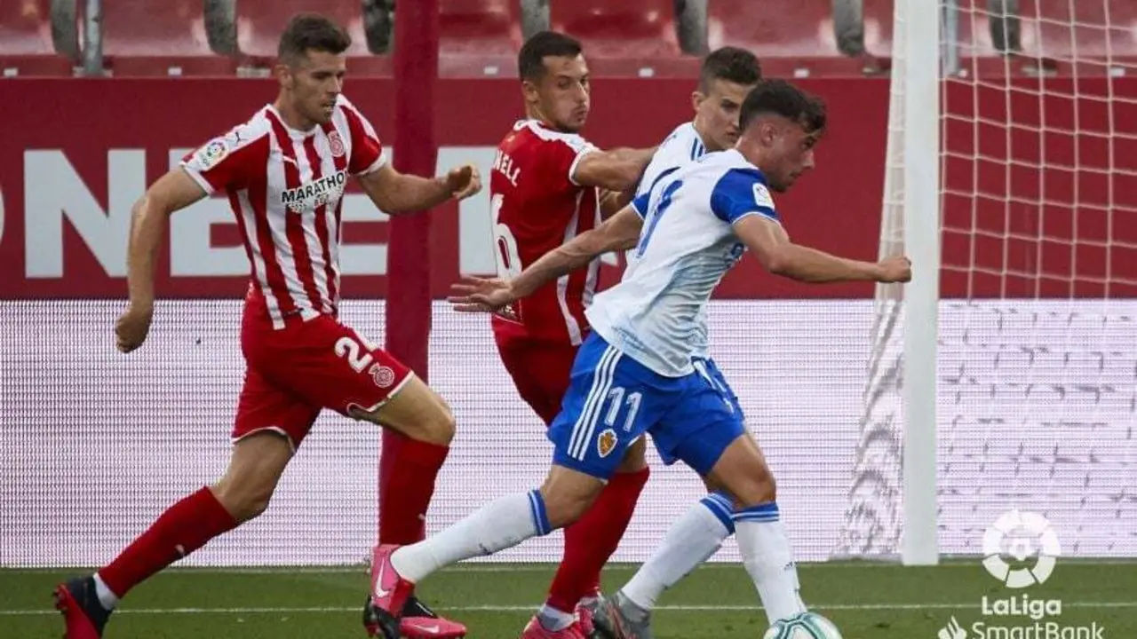 El Real Zaragoza no puede con el Girona. Foto: LFP