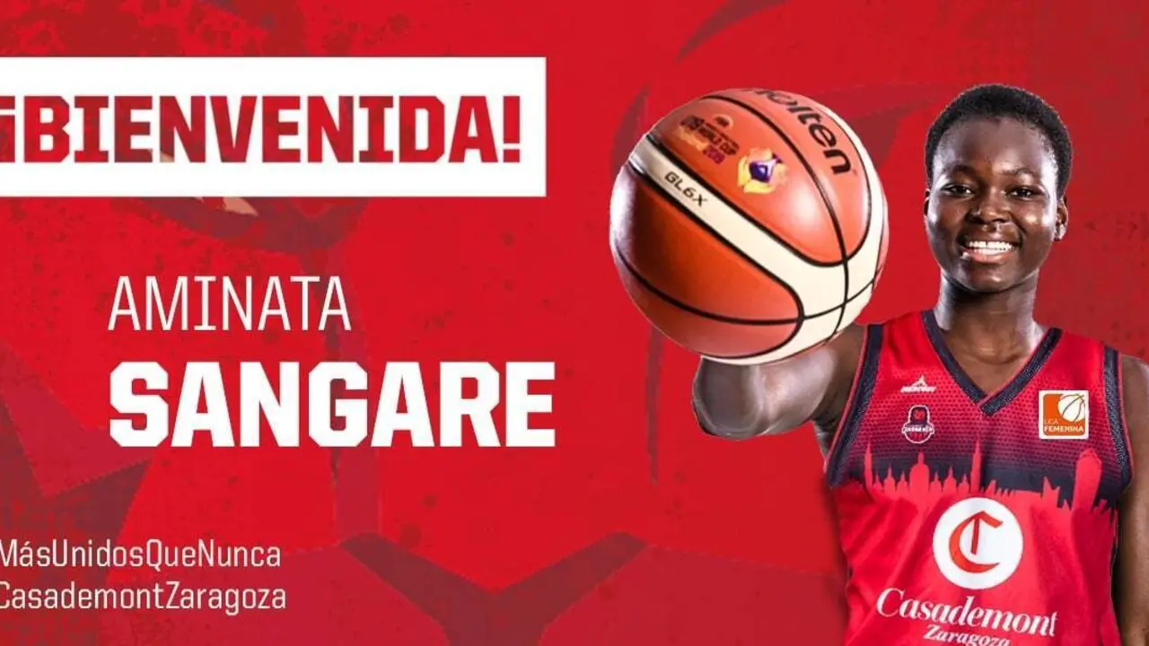 Cartel que ha dise&ntilde;ado el Casademont Zaragoza para la llegada de Sangare
