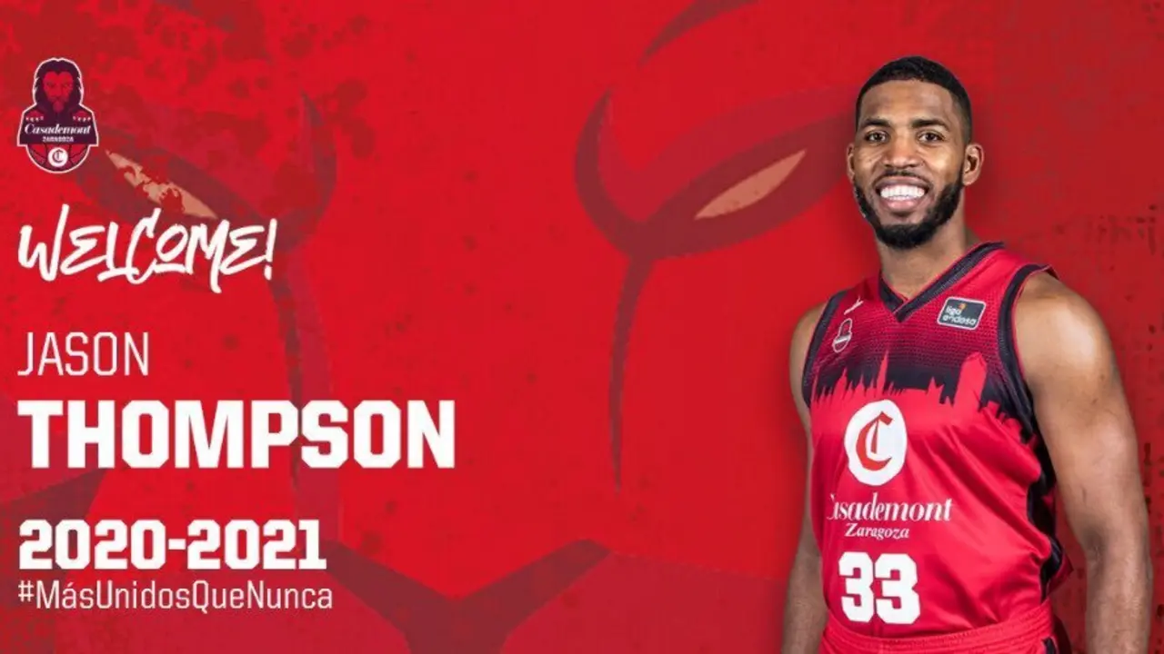 Cartel del Casademont Zaragoza para la renovaci&oacute;n de Jason Thompson