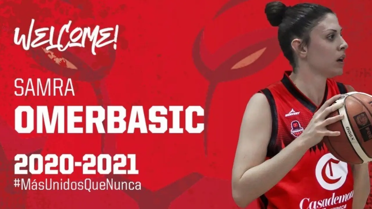 Cartel dise&ntilde;ado por el Casademont Zaragoza para la llegada de Samra Omerbasic