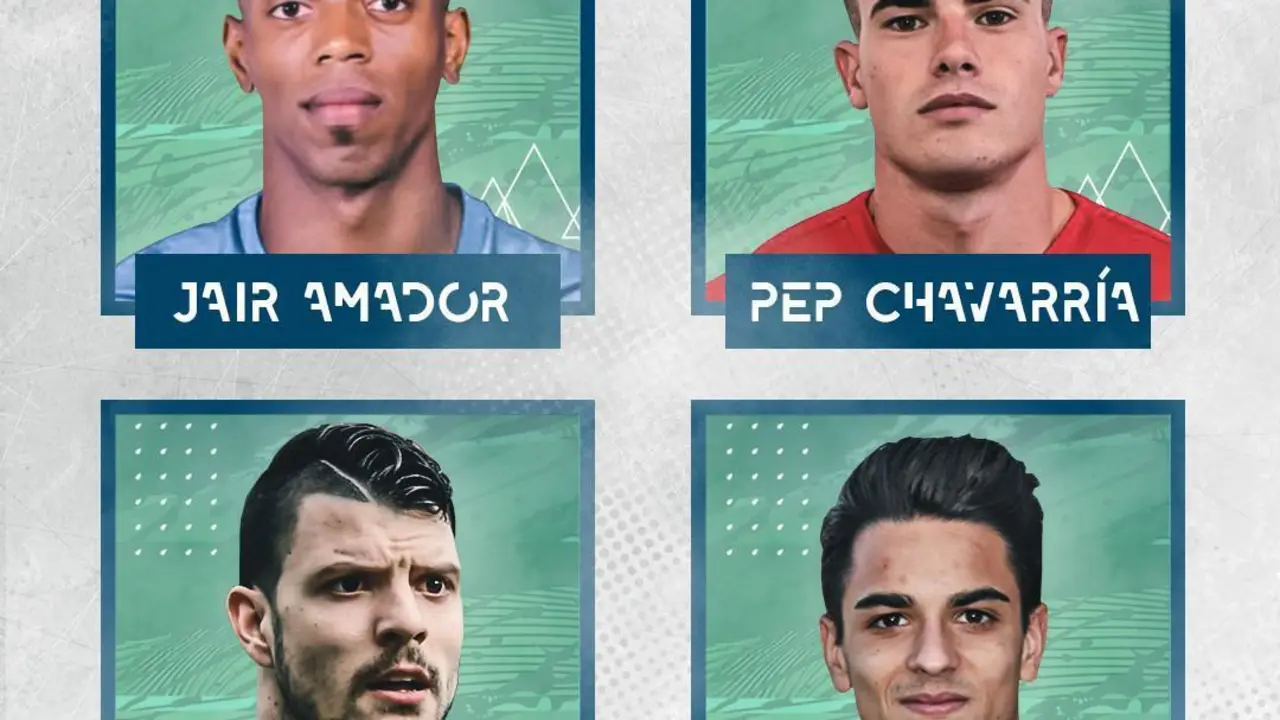 Las cuatro nuevas adquisiciones en propiedad del club. Foto: Real Zaragoza