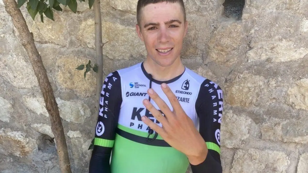 Jaime Castrillo exhultante tras su cuarto puesto en la crono individual Jaen 2020 | Foto: Equipo Kern Pharma