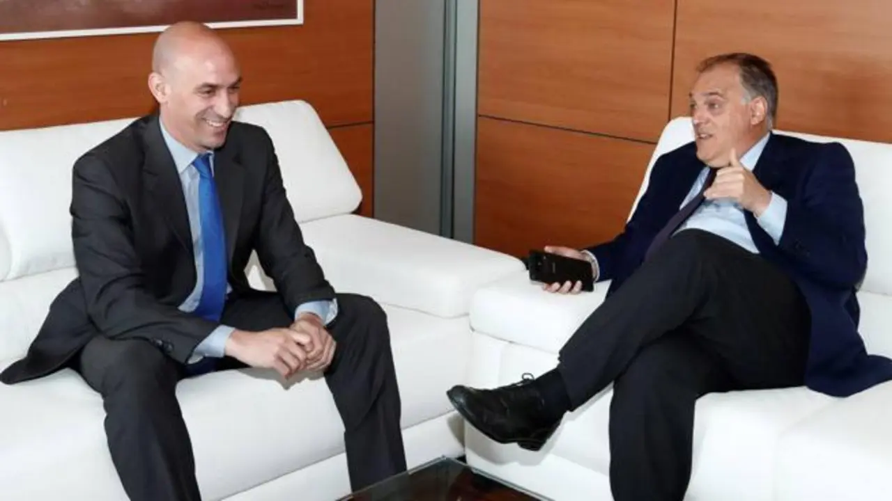 Luis Rubiales y Javier Tebas en una imagen de archivo. Foto: EFE