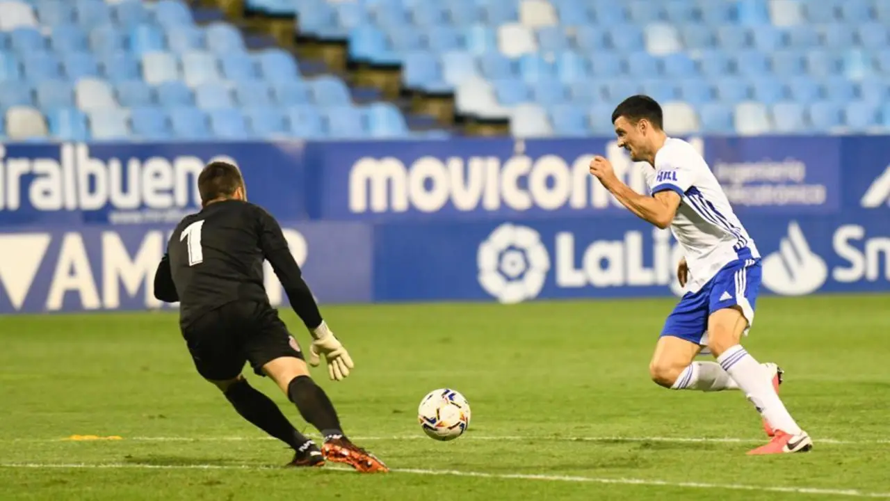 Vuckic marc&oacute; su &uacute;nico gol con el Real Zaragoza en pretemporada ante el Girona. Foto: Real Zaragoza