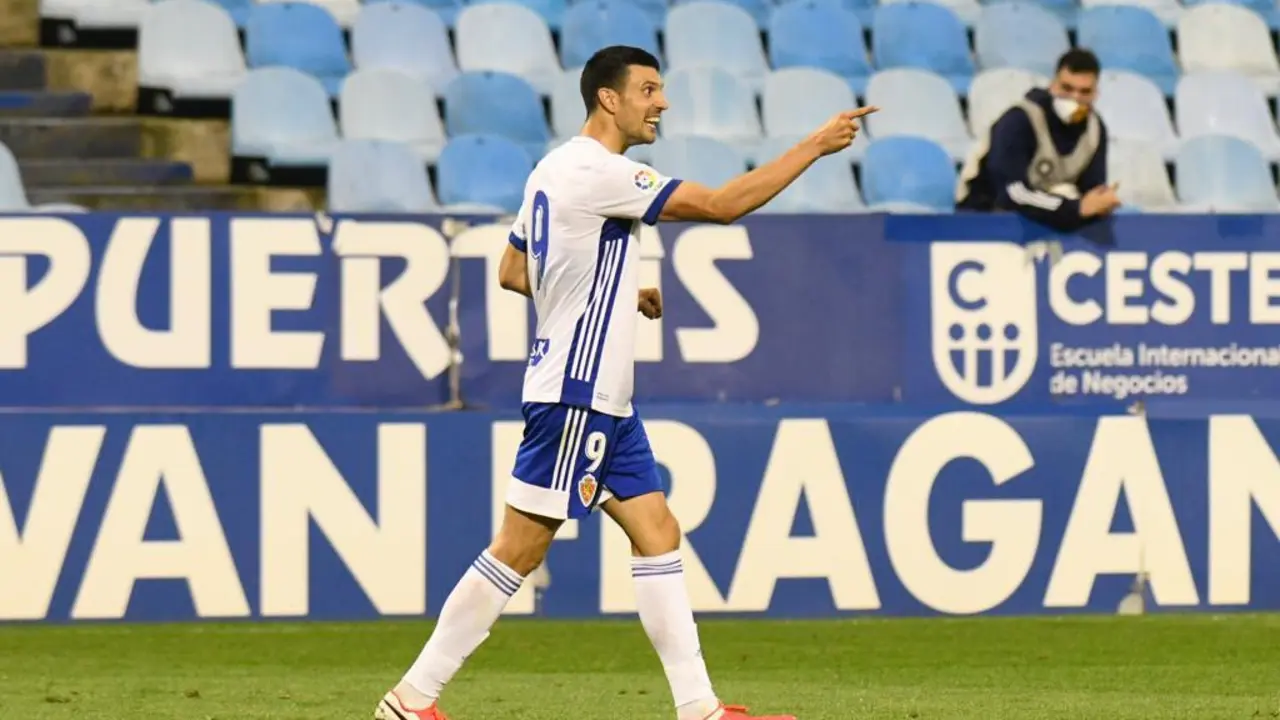 Vuckic celebra su gol ante el Girona. Foto: Real Zaragoza