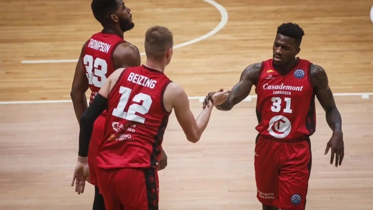 Dylan Ennis, Benzing y Thompson hablan en una acci&oacute;n. Foto: FIBA