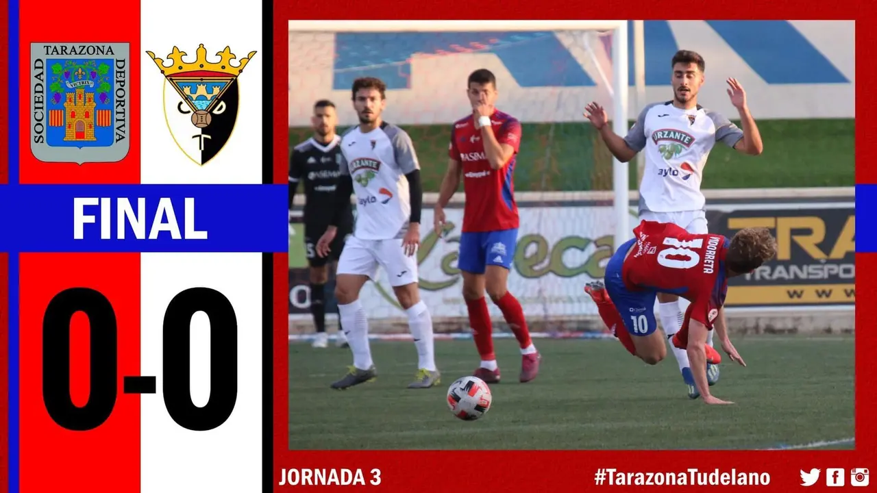 El Tarazona en su partido ante el Tudelano. Esta semana se mide al Calahorra. Foto: @sdtarazona
