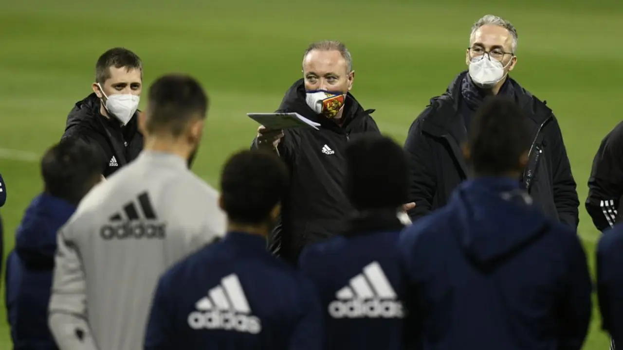 Juan Ignaci&oacute;n Mart&iacute;nez (JIM) en su primera sesi&oacute;n de entrenamiento con el grupo. Foto: Real Zaragoza