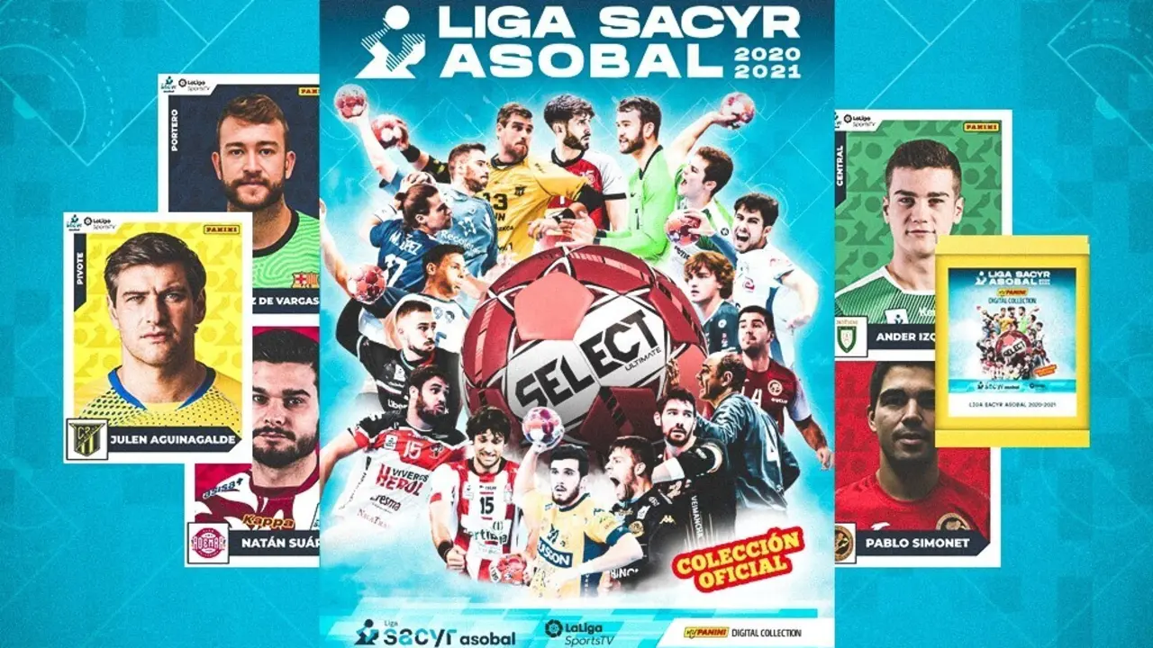 Composici&oacute;n del album de cromos con los jugadores Asobal. Foto: Cedida