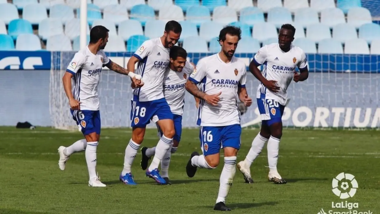 Javi Ros marc&oacute; el primer gol de la temporada 2020/2021 para el Real Zaragoza ante la UD Las Palmas. Foto: LaLiga SmartBank