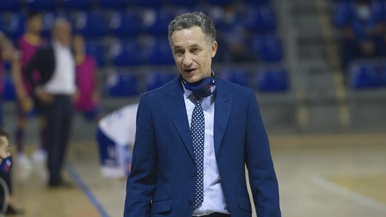 David Mar&iacute;n, durante el partido en el Palau Blaugrana. Foto: LNFS