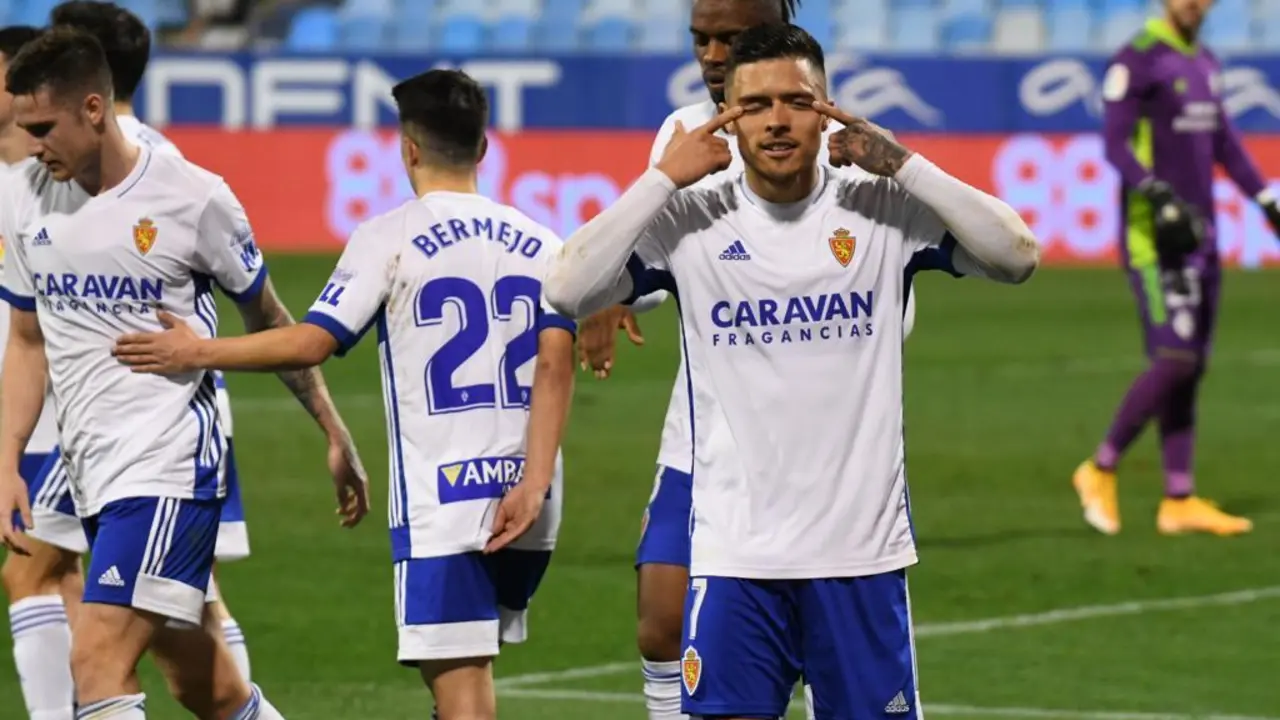 Juanjo Narv&aacute;ez, goleador ante la Ponferradina. Foto: Real Zaragoza